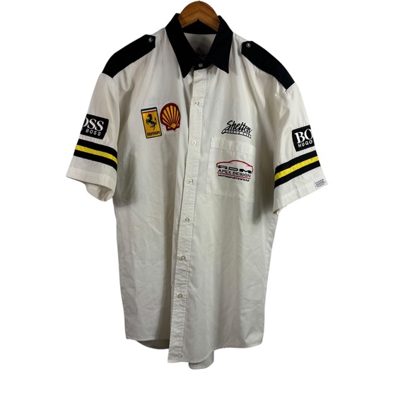 VTG Apex Design Motorsports Track Gear Racing Shirt Ferrari Hugo Boss Patches XL - Picture 1 of 8